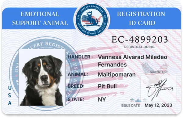 Emotional Animal Support registration ID card