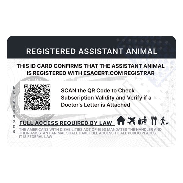 Assistant Animal ID card back side